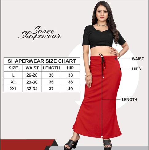 Smizzy Lycra Adjustable Indian Saree Shapewear for Women Petticoat Smooth Curve Peticote Innerwear for Ladies,BLACK (2XL) in Kuwait