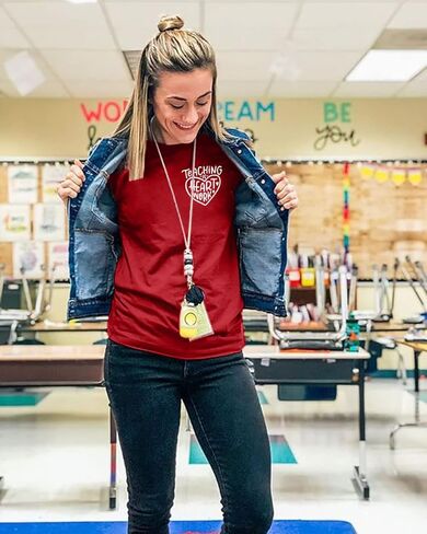 Teacher Valentine Day Shirt Teaching is Heart Work Letter Print T-Shirt Love Heart Short Sleeve Tee Tops in Kuwait