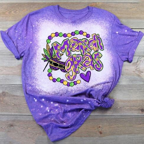 YZMI Mardi Gras Shirt Womens Carnival Tshirts New Orleans Parade Custume Tops in Kuwait