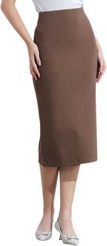 Women’s Classic Below Knee Pencil Skirt Stretch Line Midi Skirt of Business Casual Outfits in Saudi Arabia