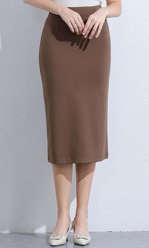 Women’s Classic Below Knee Pencil Skirt Stretch Line Midi Skirt of Business Casual Outfits in Saudi Arabia