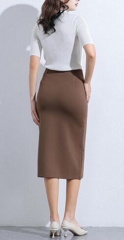 Women’s Classic Below Knee Pencil Skirt Stretch Line Midi Skirt of Business Casual Outfits in Saudi Arabia