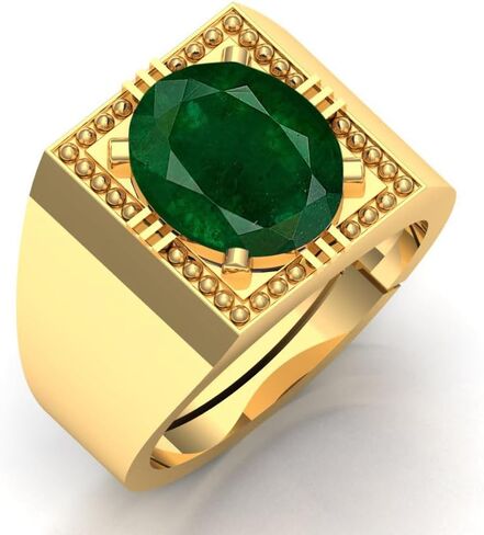 DINJEWEL 10.25 قيراط خاتم زفاف مطلي بالذهب من حجر الزمرد الأخضر الطبيعي الفريد للنساء in Kuwait