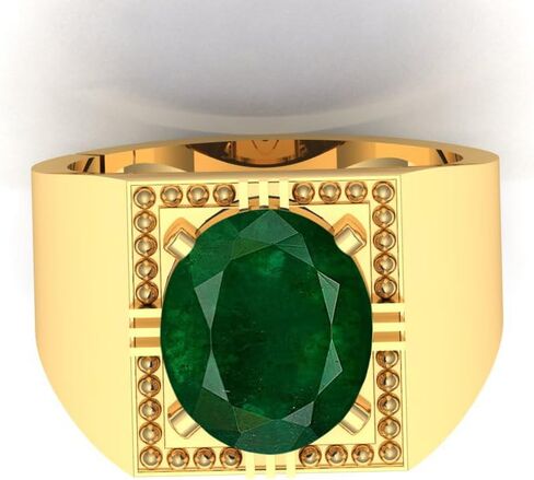 DINJEWEL 10.25 قيراط خاتم زفاف مطلي بالذهب من حجر الزمرد الأخضر الطبيعي الفريد للنساء in Kuwait