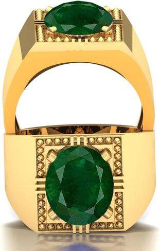 DINJEWEL 10.25 قيراط خاتم زفاف مطلي بالذهب من حجر الزمرد الأخضر الطبيعي الفريد للنساء in Kuwait