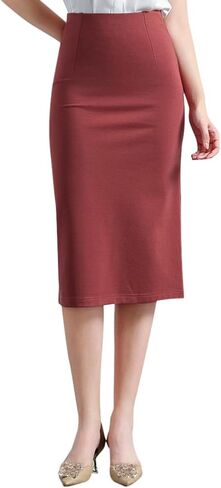 Women’s Classic Below Knee Pencil Skirt Stretch Line Midi Skirt of Business Casual Outfits in Saudi Arabia
