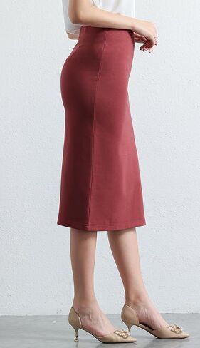 Women’s Classic Below Knee Pencil Skirt Stretch Line Midi Skirt of Business Casual Outfits in Saudi Arabia