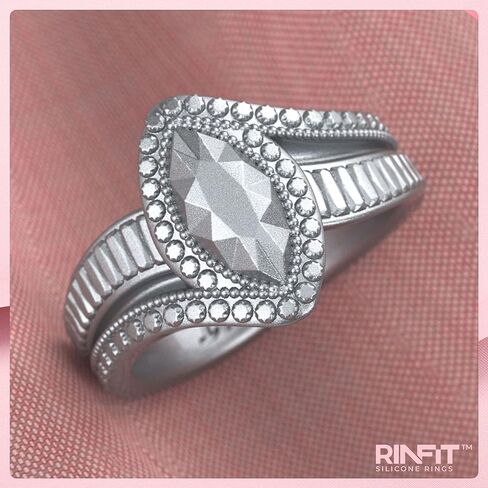 Rinfit Silicone Rings for Women - Promise Silicone Ring Women - Rubber Wedding Rings - Marquise & Pear Silicone Wedding Bands Women - Patented Design in Saudi Arabia