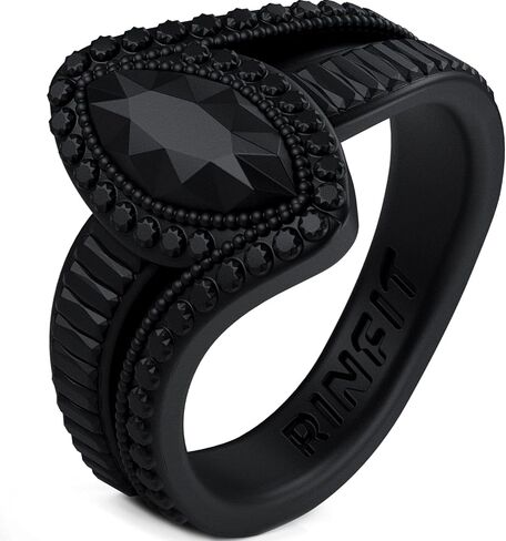 Rinfit Silicone Rings for Women - Promise Silicone Ring Women - Rubber Wedding Rings - Marquise & Pear Silicone Wedding Bands Women - Patented Design in Kuwait