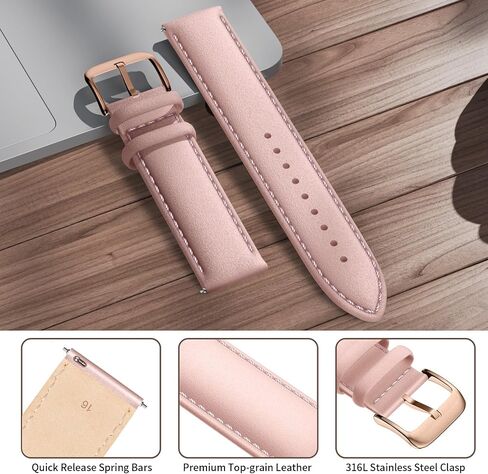 LEUNGLIK Genuine Leather Watch Strap Vintage Retro Style Band Classic Wristband Compatible with Universal Watch, Quick Easy Release Replacement Watchband for Men Women in Saudi Arabia