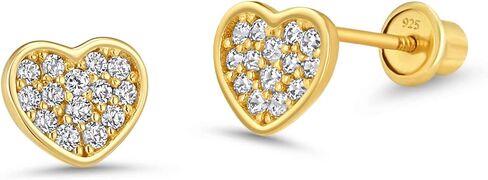 اقراط من النحاس المطلي بالذهب عيار 14 قيراط ومرصعة بالزركونيا المكعبة مع دعامة من الفضة الاسترلينية in Kuwait