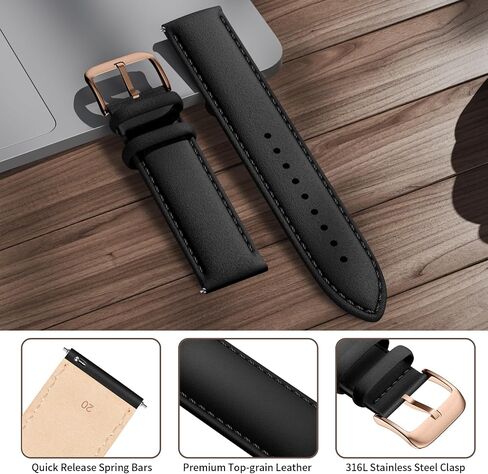 LEUNGLIK Genuine Leather Watch Strap Vintage Retro Style Band Classic Wristband Compatible with Universal Watch, Quick Easy Release Replacement Watchband for Men Women in Saudi Arabia