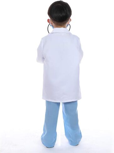 Leadtex- زي الطبيب التظاهري للأطفال، قم بلبس ملابس الطبيب التي تلعب الأدوار مع الجزء العلوي والسراويل والقناع والمعطف والسماعات الطبية. in Kuwait