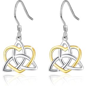 Celtic Knot Earrings,925 Sterling Silver Triangle Irish Celtic Knot Jewelry Heart Trinity Irish knot Earrings in Kuwait