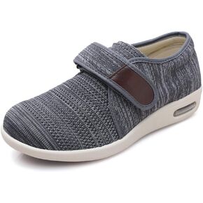 W&Le-Slippers Men's Wide Width Walking Shoes with Adjustable Closures, Air Cushion Breathable Mesh Sneakers for Elderly Diabetic Edema Swollen Feet Outdoor in Saudi Arabia