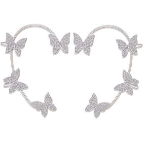 أقراط فراشة الزركون للنساء على شكل فراشة أقراط أذن على شكل فراشة ملفوفة على شكل فراشة حول الأذن فراشة بدون ثقب مشبك الأذن هدية للنساء والفتيات المراهقات in Kuwait