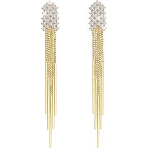 MaraLota أقراط ذهبية متدلية شرابة كريستال أقراط للنساء بيان طويل هيكل السمكة قطرة هامش حجر الراين أقراط للنساء الفتيات in Kuwait