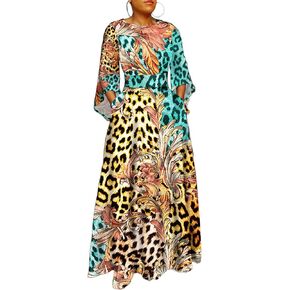 EQQZD Women Casual African Printed Dress V Neck Button Down Shirt Dresses Flare Sleeve A Line Ruffle Dress