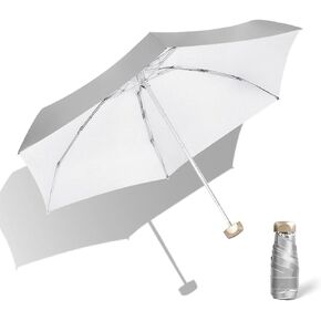 Meichoon Travel Mini Umbrella Lightweight Small 5 Folding 6 Ribs Compact Sun&Rain Waterproof Parasol with UPF 50+ UV Protection Suit for Pocket with Case