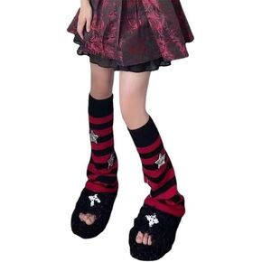 NXITK Y2k Star Pattern Knitted Leg Warmers Socks For Women Punk Japanese Knee High Leg Socks Leg Warmers Y2k Accessories in Kuwait