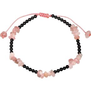 Jewever Quartz Crystal Tumbled Chip Beads with Agate Beach Anklet Bracelet for Women Essential Oil Diffusers Gemstones and Crystals Foot Jewelry Spiritual Gifts (8.5-10 Inches)