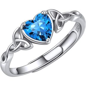 ChicSilver 925 Sterling Silver Celtic Trinity Knot/Claddagh Heart Shape Birthstone Promise Ring for Women (withe Gift Box) in Kuwait