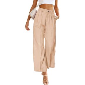 chouyatou Women's Elastic High Waisted Dress Pants Business Casual Work Pants Cropped Trousers