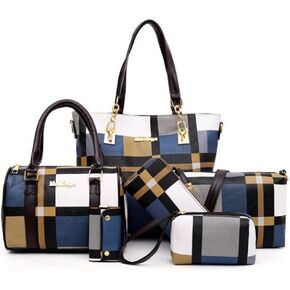 GJGJTER 6pcs Totes Purses and Handbags Set for Women PU Leather Shoulder Bags Satchel Clutch Wallet (Upgrade fabric)