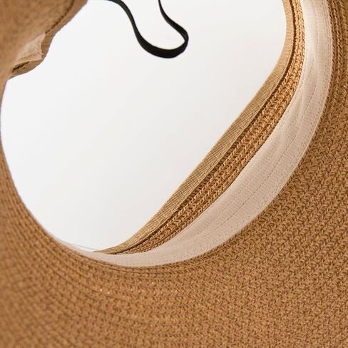 Women Sun Visor Straw Hat for Women, Summer Wide Brim Cap Foldable Hat for Beach Travel (Khaki), Khaki, One size in Saudi Arabia