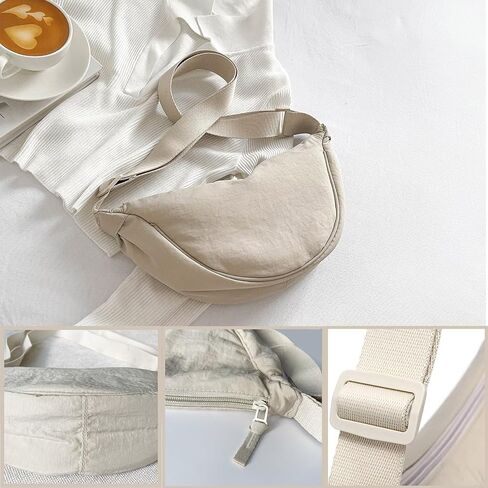 Crescent Bag for Women Men Nylon Crossbody Bag Lightweight Hobo Sling bag Small Shoulder Bag Purse Dumpling Bag in Saudi Arabia