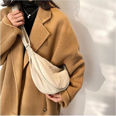 Crescent Bag for Women Men Nylon Crossbody Bag Lightweight Hobo Sling bag Small Shoulder Bag Purse Dumpling Bag in Saudi Arabia