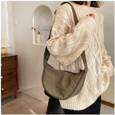 Crescent Bag for Women Men Nylon Crossbody Bag Lightweight Hobo Sling bag Small Shoulder Bag Purse Dumpling Bag in Saudi Arabia