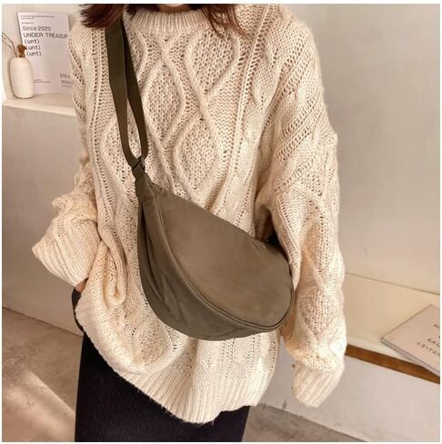 Crescent Bag for Women Men Nylon Crossbody Bag Lightweight Hobo Sling bag Small Shoulder Bag Purse Dumpling Bag in Saudi Arabia