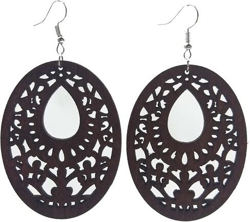QUPENGXU Lightweight African Wooden Drop Dangle Earrings Irregular Bohemian Ethnic Style Earrings For Women Girls in Saudi Arabia