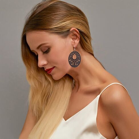 QUPENGXU Lightweight African Wooden Drop Dangle Earrings Irregular Bohemian Ethnic Style Earrings For Women Girls in Saudi Arabia