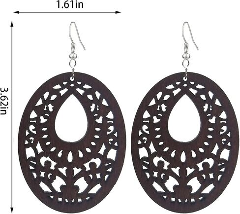 QUPENGXU Lightweight African Wooden Drop Dangle Earrings Irregular Bohemian Ethnic Style Earrings For Women Girls in Saudi Arabia
