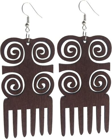 QUPENGXU Lightweight African Wooden Drop Dangle Earrings Irregular Bohemian Ethnic Style Earrings For Women Girls in Saudi Arabia