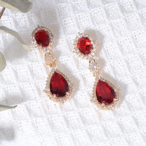 Cubic Zirconia Teardrop Earrings Women - Sterling Silver CZ Crystal Dangle Drop Earrings for Wedding Bridal Costume Jewelry for Bride Bridesmaids Girls Party Prom Birthstone Earrings in Saudi Arabia
