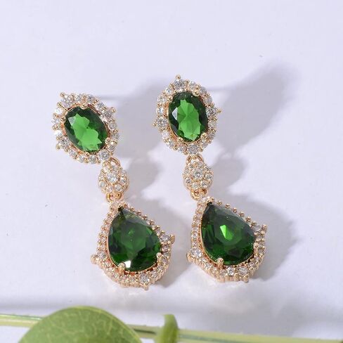 Cubic Zirconia Teardrop Earrings Women - Sterling Silver CZ Crystal Dangle Drop Earrings for Wedding Bridal Costume Jewelry for Bride Bridesmaids Girls Party Prom Birthstone Earrings in Saudi Arabia