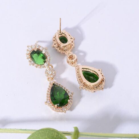 Cubic Zirconia Teardrop Earrings Women - Sterling Silver CZ Crystal Dangle Drop Earrings for Wedding Bridal Costume Jewelry for Bride Bridesmaids Girls Party Prom Birthstone Earrings in Saudi Arabia