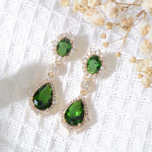 Cubic Zirconia Teardrop Earrings Women - Sterling Silver CZ Crystal Dangle Drop Earrings for Wedding Bridal Costume Jewelry for Bride Bridesmaids Girls Party Prom Birthstone Earrings in Saudi Arabia
