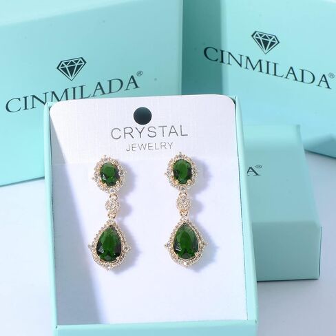Cubic Zirconia Teardrop Earrings Women - Sterling Silver CZ Crystal Dangle Drop Earrings for Wedding Bridal Costume Jewelry for Bride Bridesmaids Girls Party Prom Birthstone Earrings in Saudi Arabia