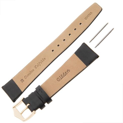 Gilden 16-20mm Unisex Classic Calfskin Flat Black Watch Band F60 in Saudi Arabia