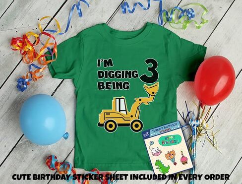 Tstars Digging Being 3 Construction Shirt Toddler Boy 3rd Birthday Tee | Soft cotton digger truck tee for turning three; great for 3rd birthday, construction party, excavator theme in Saudi Arabia