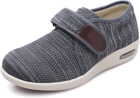 أحذية W&Le-Slippers الرجالية للمشي بعرض واسع مع إغلاق قابل للتعديل، أحذية رياضية شبكية مسامية بوسادة هوائية لكبار السن المصابين بالوذمة السكري والأقدام المتورمة في الهواء الطلق in Saudi Arabia