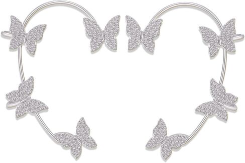 أقراط فراشة الزركون للنساء على شكل فراشة أقراط أذن على شكل فراشة ملفوفة على شكل فراشة حول الأذن فراشة بدون ثقب مشبك الأذن هدية للنساء والفتيات المراهقات in Kuwait