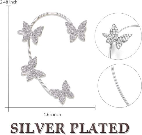 أقراط فراشة الزركون للنساء على شكل فراشة أقراط أذن على شكل فراشة ملفوفة على شكل فراشة حول الأذن فراشة بدون ثقب مشبك الأذن هدية للنساء والفتيات المراهقات in Kuwait