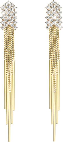 MaraLota أقراط ذهبية متدلية شرابة كريستال أقراط للنساء بيان طويل هيكل السمكة قطرة هامش حجر الراين أقراط للنساء الفتيات in Kuwait