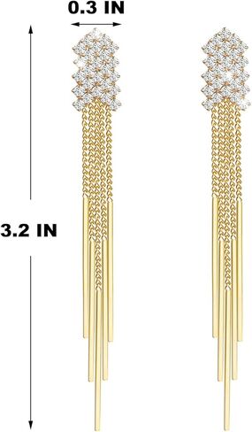 MaraLota أقراط ذهبية متدلية شرابة كريستال أقراط للنساء بيان طويل هيكل السمكة قطرة هامش حجر الراين أقراط للنساء الفتيات in Kuwait