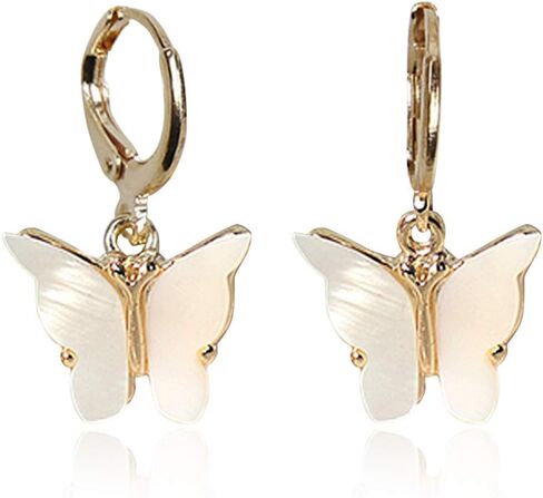 D.Rosse سباركلي سحر شيك فراشة استرخى أقراط داينتي أكريليك ملون الحيوان قطرة هوب أقراط للنساء مجوهرات للبنات هدية in Kuwait